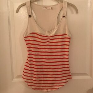 Anthropologie Red and Cream Striped Tank Top